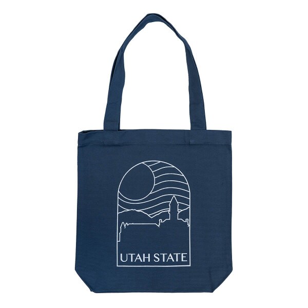 utah state old main outline canvas tote navy